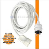 Tekli Seyyar Uzatma Kablosu - 7 Metre 3x2.5 Ttr Kalın Beyaz Kablo | Düz Erkek Fiş
