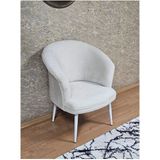 Tekli Teddy Beyaz Boyalı Sivriltme Ayak Çay Seti Koltuk Tekli Berjer , Balkon, Salon, Ofis Krem Renk 40,5 Boyut/Ebat