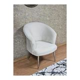 Tekli Teddy Krom Kaplama Sivriltme Ayak Çay Seti Koltuk Tekli Berjer , Balkon, Salon, Ofis Krem Renk 40,5 Boyut/Ebat