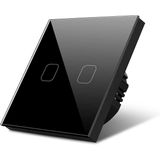Tekli Vavien Dokunmatik Işık Anahtarı Siyah Cam Panel Nötrsüz 2 Way SK-A801-02b
