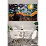 Tekli, Yatay, Kanvas, Dekoratif, Duvar, Tablosu , Yıldızlı Gece, Vincent Van Gogh,
