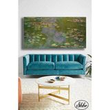 Tekli Yatay Kanvas Duvar Tablosu Salon Yatak Odası Kafe Ofis Su Zambakları Claude Monet