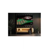 Tekli Yatay Kanvas Tablo, Rulet Masası, Casino, Dekoratif Kanvas Duvar Tablosu