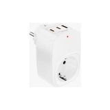Tekli Yüksek Voltaj Korumalı Duvar Prizi 2x Type-C 1x USB Çıkışlı Priz Grup Priz Çoğaltıcı - Beyaz