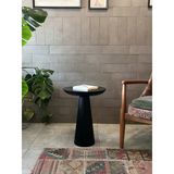 Tekli Zigon Mantar Sehpa Mushroom | Masif Ahşap Modern Yan Sehpa (Siyah)