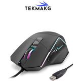 Tekmakg 6400 Dpı Rgb LED Işıklı 8 Tuşlu Profesyonel Kablolu Gaming Oyuncu Mouse - Ergonomik Tasarım - Renk