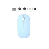 TEKMAKG Bluetooth & 2.4G Çift Mod Kablosuz Şarjlı Mouse Type-C Sessiz İnce Tasarım 1600 DPI Mavi