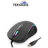 Tekmakg Rgb Işıklı 6400 Dpı Hassas Oyuncu Mouse - 6 Tuşlu Ergonomik Kablolu Gaming Mouse - Siyah