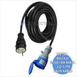 Tekne - Karavan Enerji Besleme Kablosu 24 Metre 3x2.5 Ttr Kalın Kablo | IP44 Kauçuk Düz Fiş + 3X16A Uzatma Priz |