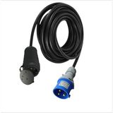 Tekne - Karavan Enerji Besleme Kablosu 7 Metre 3x2.5 Ttr Kalın Kablo | IP44 Kauçuk Uzatma Priz + 3X16A Düz Fişli |