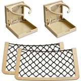 Tekne Karavan Seti 2 Adet Katlanır Bardaklık 2 Adet 32X17CM Eşya Taşıma Filesi Bej
