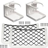 Tekne Karavan Seti 2 Adet Katlanır Bardaklık 2 Adet 32X17CM Eşya Taşıma Filesi Beyaz