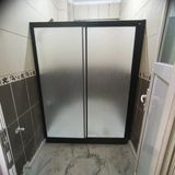 Teknesiz Duşakabin Siyah Profil Plastik Camlı ND421 - 120 CM