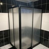Teknesiz Duşakabin Siyah Profil Plastik Camlı ND427 - 100X90