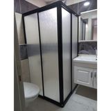 Teknesiz Kare Duşakabin, Plastik Camlı Siyah Profilli ND424 - 90X90