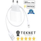 TEKNET Apple iPhone Tüm Serilerle Uyumlu Hızlı Şarj 120 W Aleti Adaptör Kablo Plus 6 7 8 x 11 12 13 14 Pro Max - Beyaz