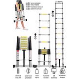 TEKNETSTORE 13 Basamaklı Teleskopik Uzayan Merdiven 3.8 Metre Alüminyum Yüksek Dayanıklı Malzeme Kaydırmaz Ayak