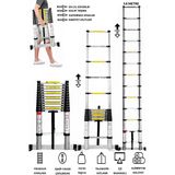 TekNetStore Alüminyum Katlanır Merdiven 3.8 Metre 13 Basamak - Gümüş