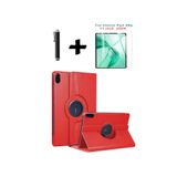 TEKNETSTORE Honor Pad X8A 11 inç ile Uyumlu 360° Dönebilen Standlı Tablet Kılıfı, Ekran Koruyucu ve Kalem Seti, Kırmızı