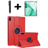 TekNetStore Honor Pad X8B 11 Inç 2026 360° Dönebilen Standlı Tablet Kılıfı Ekran Koruyucu ve Kalem Seti - Kırmızı