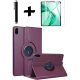 TekNetStore Honor Pad X8B 11 Inç 2026 360° Dönebilen Standlı Tablet Kılıfı Ekran Koruyucu ve Kalem Seti - Mor