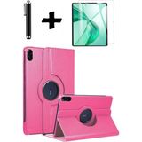 TekNetStore Honor Pad X8B 11 Inç 2026 360° Dönebilen Standlı Tablet Kılıfı Ekran Koruyucu ve Kalem Seti - Pembe
