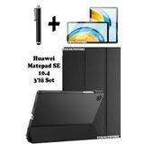 TEKNETSTORE Huawei Matepad Se 10.4 Flip Smart Standlı Uyku Modlu Tablet Kılıfı Ekran Koruyucu Kalem Seti