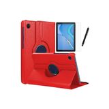 TEKNETSTORE Huawei MatePad T10/T10S ile Uyumlu 360 Dönebilen Standlı Koruyucu Kılıf, Nano Cam ve Kalem Seti, Kırmızı