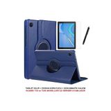 TEKNETSTORE Huawei MatePad T10/T10S ile Uyumlu 360 Dönebilen Standlı Koruyucu Kılıf, Nano Cam ve Kalem Seti, Lacivert