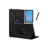 TEKNETSTORE Huawei MatePad T10/T10S ile Uyumlu 360 Dönebilen Standlı Koruyucu Kılıf, Nano Cam ve Kalem Seti, Siyah
