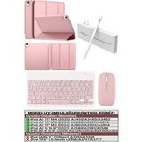 TekNetStore iPad Air 11 M2 M3 M4 Çip Air 4./5./6. Nesil Kılıf Avuç Içi Red Kalem Bluetooth Klavye Mouse Seti - PREMIUM - Rose Gold