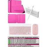 TekNetStore iPad Air 11 M2 M3 M4 Çip Air 4./5./6. Nesil Kılıf Avuç Içi Red Kalem Bluetooth Klavye Mouse Seti - PREMIUM - Şeker Pembe