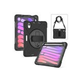 TEKNETSTORE iPad Mini 2021 6. Nesil ile Uyumlu Defender Tablet Kılıfı, Silikon, Askılı, Siyah