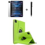 TEKNETSTORE iPad Pro 4. Nesil M2 2022 11 Inç 360° Dönebilen Standlı Tablet Kılıfı Ekran Koruyucu ve Kalem Seti - Açık Yeşil