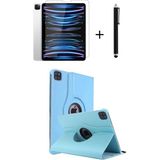 TEKNETSTORE iPad Pro 4. Nesil M2 2022 11 Inç 360° Dönebilen Standlı Tablet Kılıfı Ekran Koruyucu ve Kalem Seti - Mavi