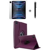 TEKNETSTORE iPad Pro 4. Nesil M2 2022 11 Inç 360° Dönebilen Standlı Tablet Kılıfı Ekran Koruyucu ve Kalem Seti - Mor