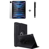 TEKNETSTORE iPad Pro 4. Nesil M2 2022 11 Inç 360° Dönebilen Standlı Tablet Kılıfı Ekran Koruyucu ve Kalem Seti - Siyah
