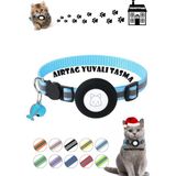 TEKNETSTORE Kedi Tasması Airtag Yuvalı Kilitli Güvenlik Aparatı Airtag Kılıfı ve Zil Boyun Tasması Gps - Mavi