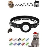 TEKNETSTORE Kedi Tasması Airtag Yuvalı Kilitli Güvenlik Aparatı Airtag Kılıfı ve Zil Boyun Tasması Gps - Siyah