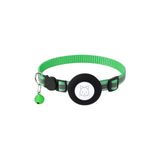 TEKNETSTORE Kedi Tasması Airtag Yuvalı Kilitli Güvenlik Aparatı Airtag Kılıfı ve Zil Boyun Tasması Gps - Yeşil