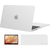 TEKNETSTORE Macbook Air 13 Inç M1 Çip A2337 Tam Uyumlu Alt Üst Kılıf + Klavye Kılıfı + Ekran Koruyucu Film - Mat Şeffaf
