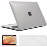TEKNETSTORE Macbook Air 13 Inç M1 Çip A2337 Tam Uyumlu Alt Üst Kılıf + Klavye Kılıfı + Ekran Koruyucu Film - Şeffaf