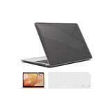 TEKNETSTORE Macbook Air 13 Inç M1 Çip A2337 Tam Uyumlu Alt Üst Kılıf + Klavye Kılıfı + Ekran Koruyucu Film - Siyah