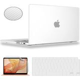 TEKNETSTORE Macbook Pro 13 Inç M2 Çip A2686 Tam Uyumlu Alt Üst Kılıf + Klavye Kılıfı + Ekran Koruyucu Film - Beyaz