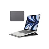 TEKNETSTORE MacBook Pro ve Air 13 İnç ile Uyumlu M1-M2 2020/2022 Deri Mıknatıslı Çanta, Koyu Gri