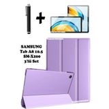TEKNETSTORE Samsung Galaxy Tab A8 10.5 inç SM-X200 ile Uyumlu Tablet Kılıfı, Ekran Koruyucu, Kalem Seti, Lila