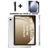 TEKNETSTORE Samsung Galaxy Tab A9 Plus 11 İnç ile Uyumlu Tablet Kılıfı, Ekran Koruyucu, Dokunmatik Kalem Seti, Şeffaf