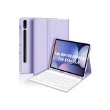 TEKNETSTORE Samsung Galaxy Tab S9 FE Plus 12.4" ile Uyumlu Türkçe Klavyeli Kılıf, Kalem Bölmeli, Bluetooth Özellikli Stand, Lavanta