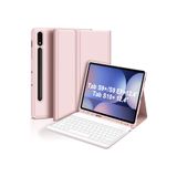 Teknetstore Samsung Galaxy Tab S9 Fe Plus 12.4" Ile Uyumlu Türkçe Klavyeli Kılıf, Kalem Bölmeli, Bluetooth Özellikli Stand, Rose Gold, Pembe Altın
