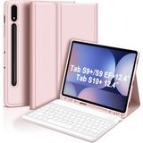 TEKNETSTORE Samsung Galaxy Tab S9 Fe Plus 12.4" Q Türkçe Klavyeli Kılıf Kalem Bölmeli Bluetooth Özellikli Stand - Rose Gold